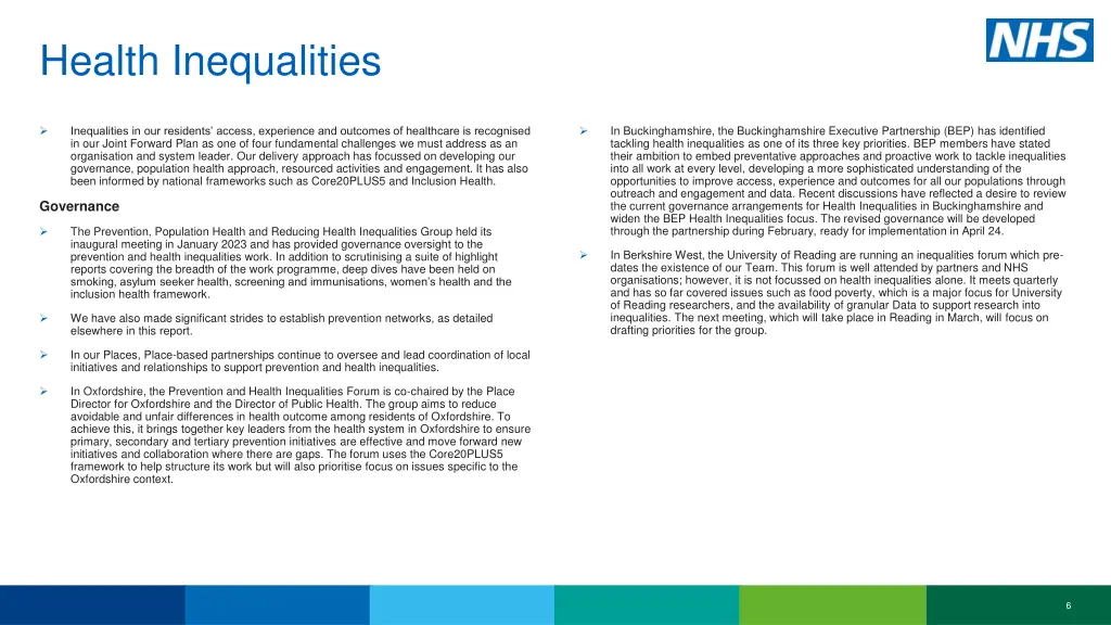 health inequalities