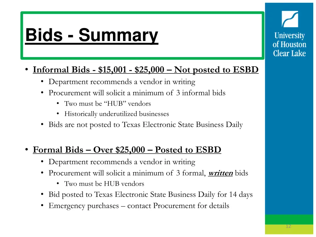 bids summary