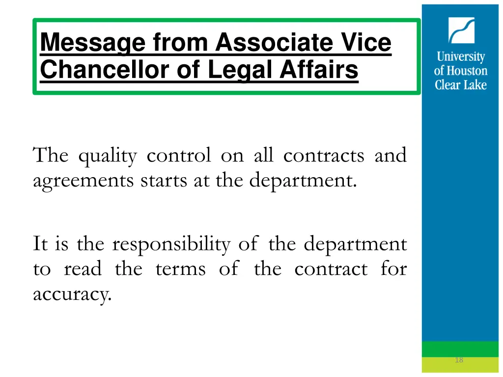 message from associate vice chancellor of legal