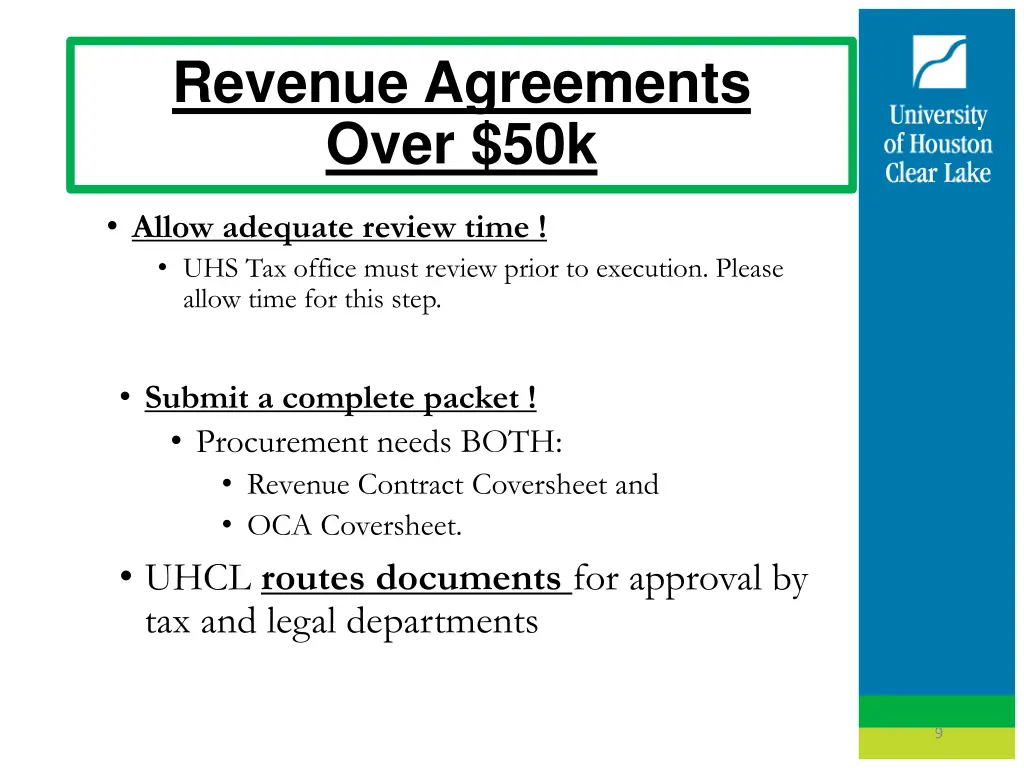 revenue agreements over 50k