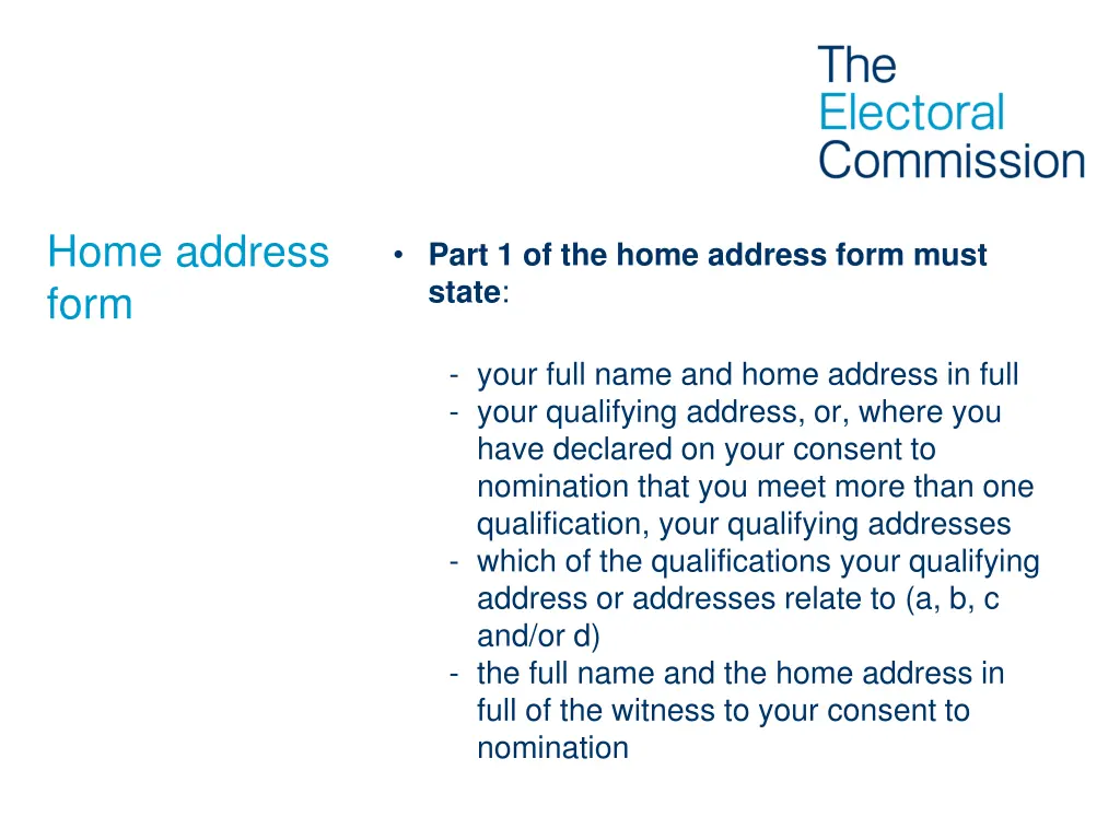 home address form