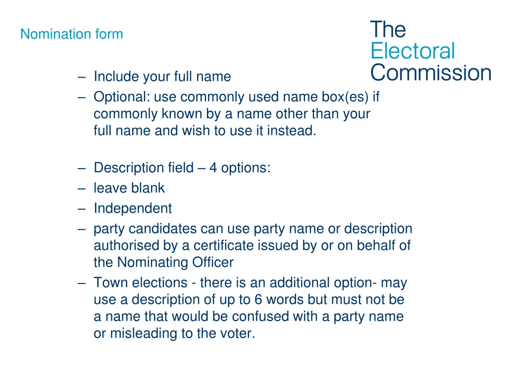 nomination form