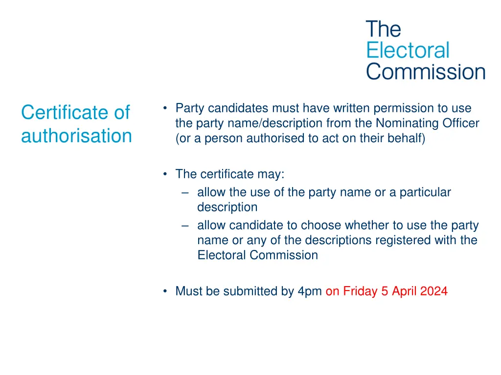 party candidates must have written permission