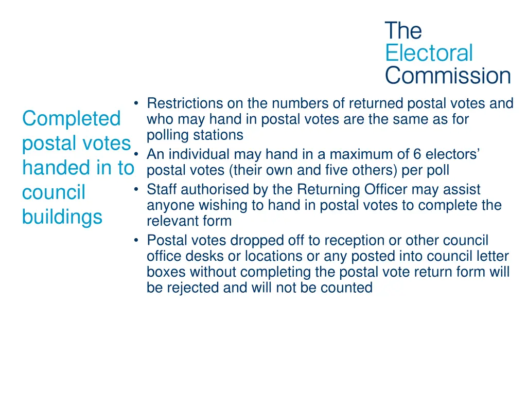 restrictions on the numbers of returned postal