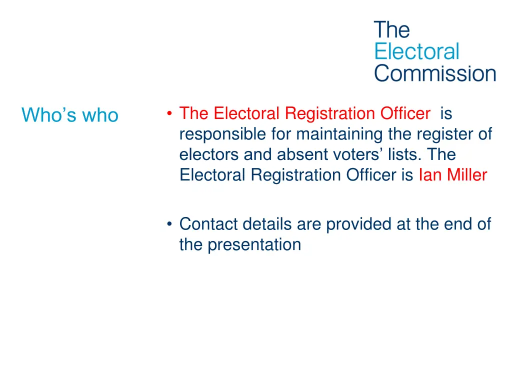 the electoral registration officer is responsible