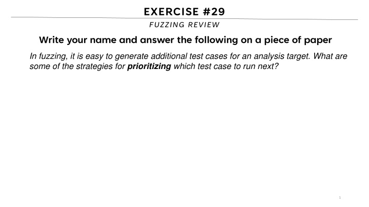 exercise 29 fuzzing review