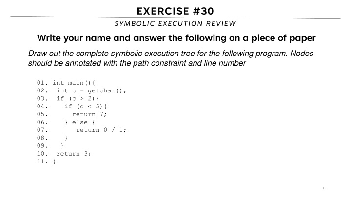 exercise 30 symbolic execution review