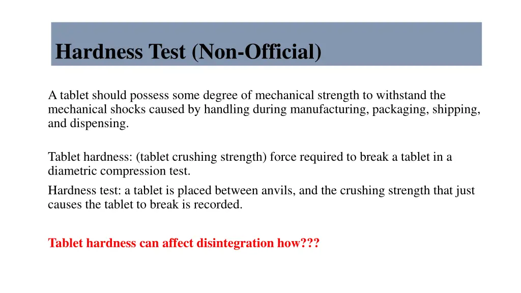 hardness test non official