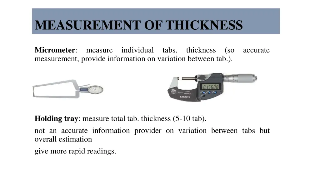 measurement of thickness