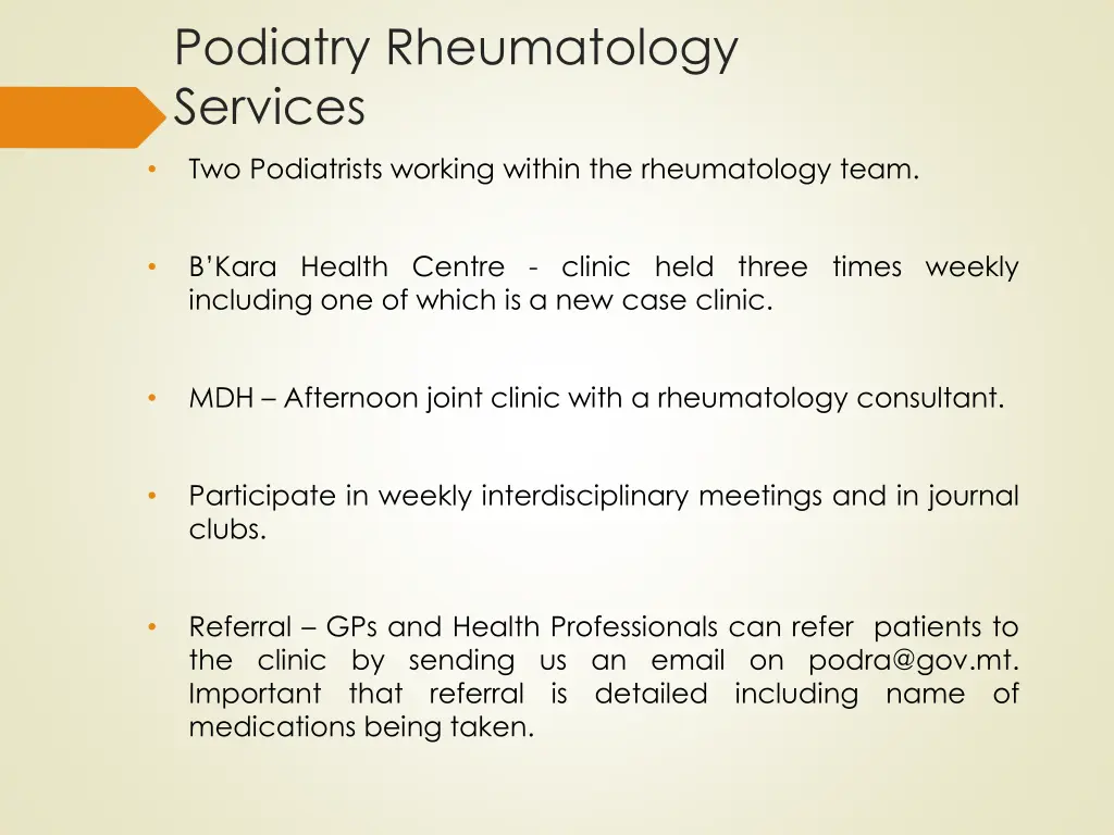 podiatry rheumatology services