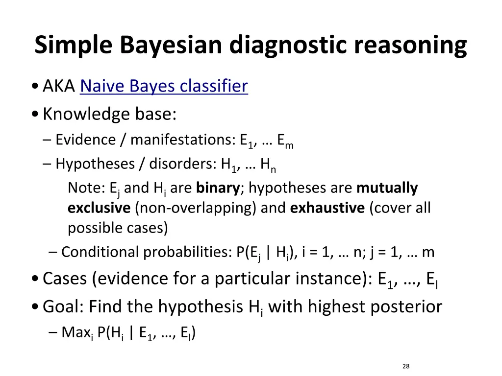 simple bayesian diagnostic reasoning