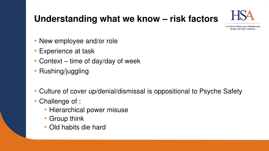 understanding what we know risk factors