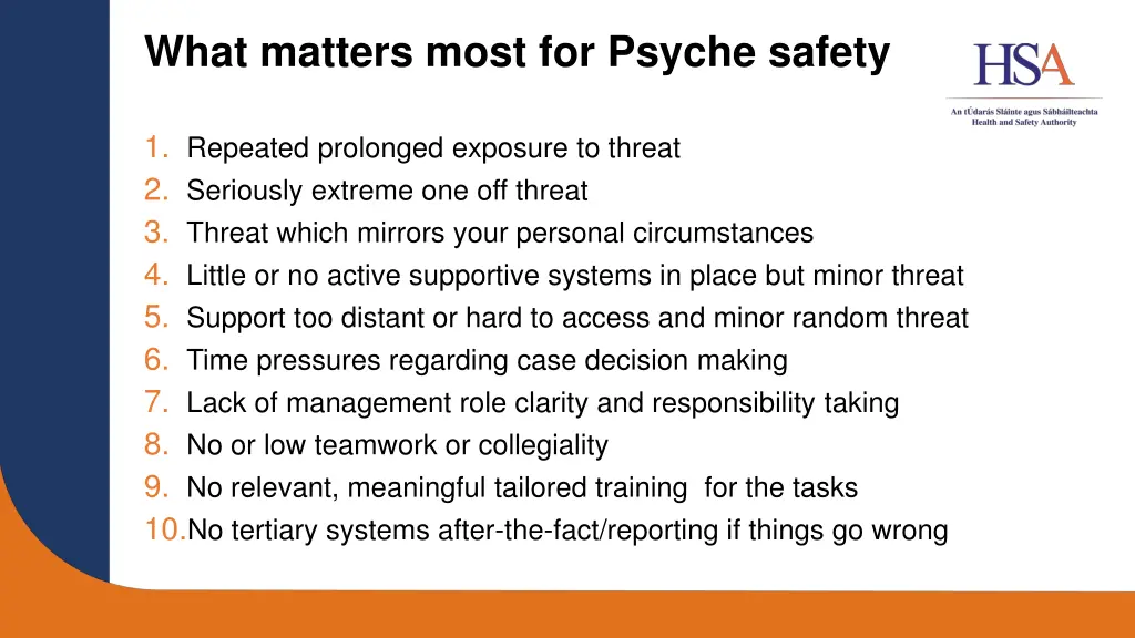 what matters most for psyche safety