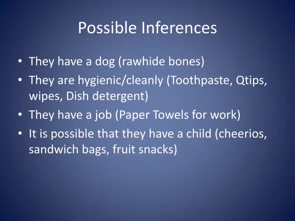 possible inferences