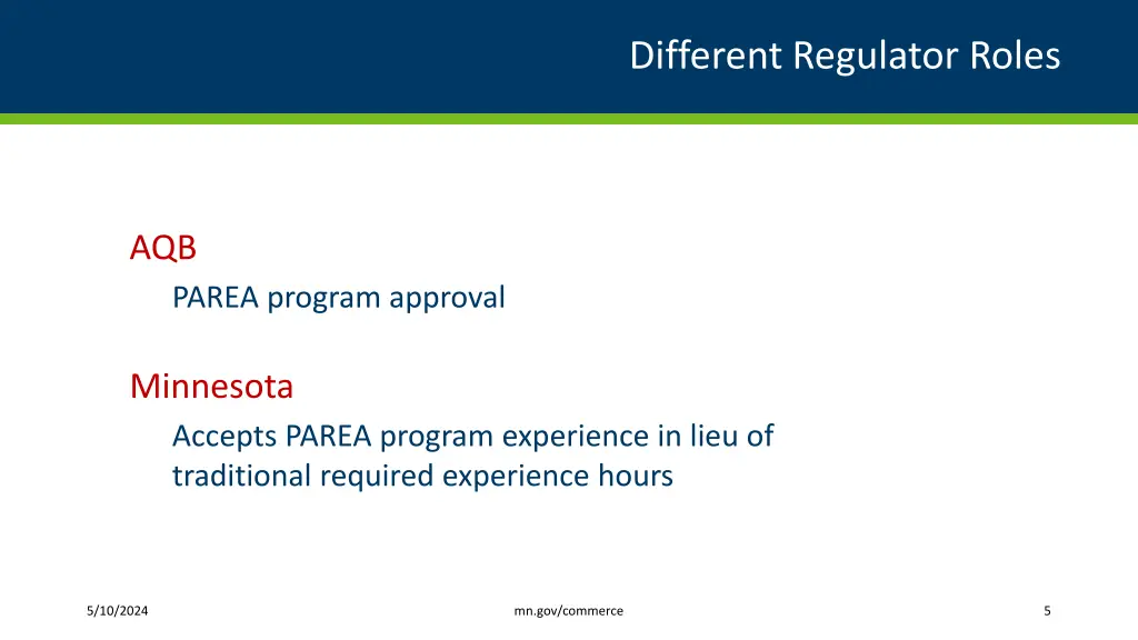 different regulator roles