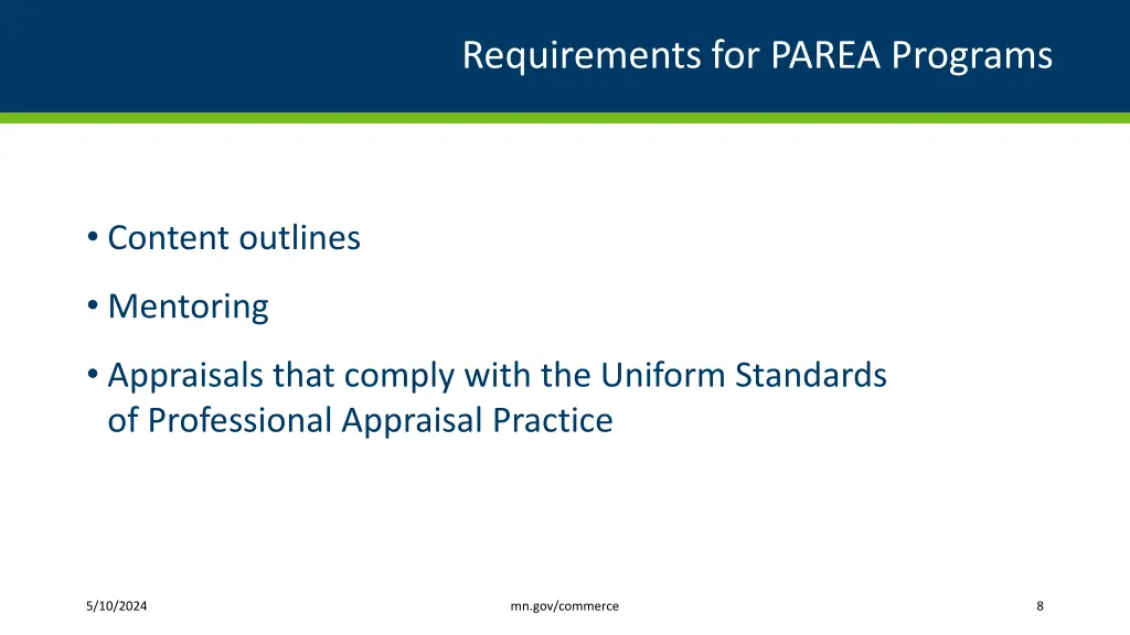 requirements for parea programs