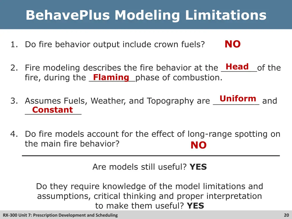 behaveplus modeling limitations