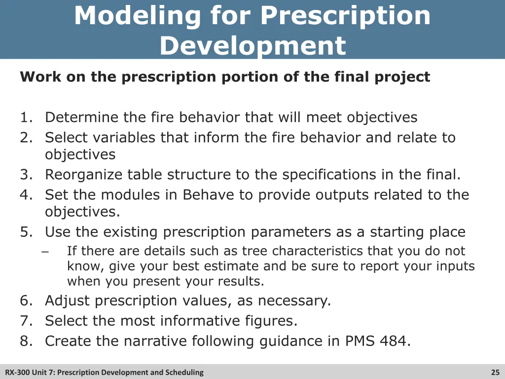 modeling for prescription development