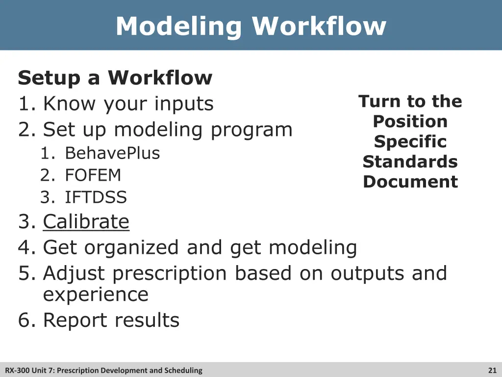 modeling workflow