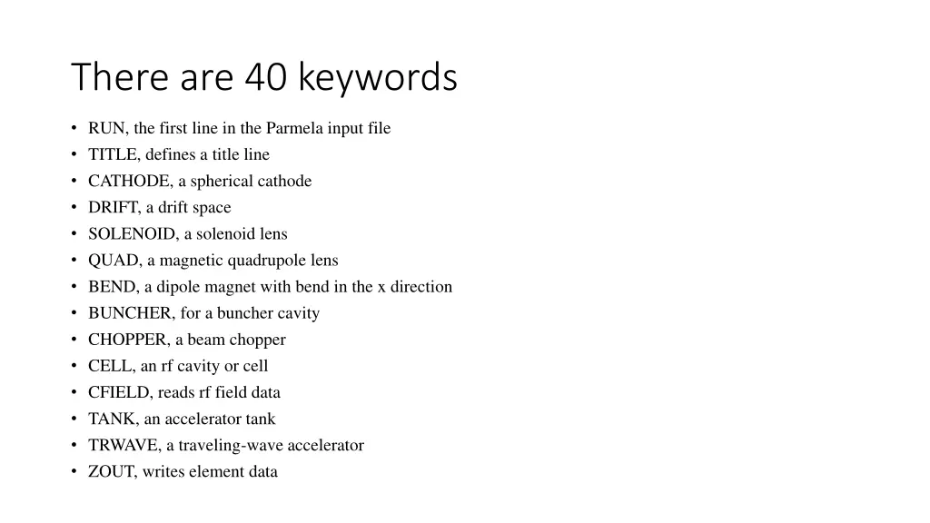 there are 40 keywords