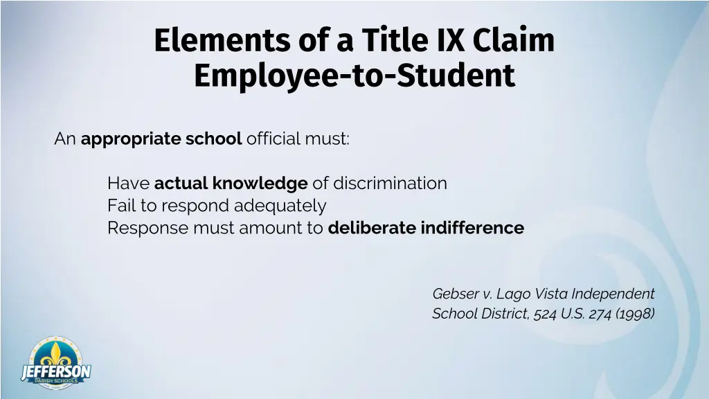 elements of a title ix claim employee to student