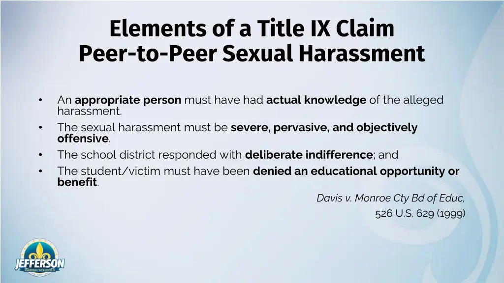 elements of a title ix claim peer to peer sexual