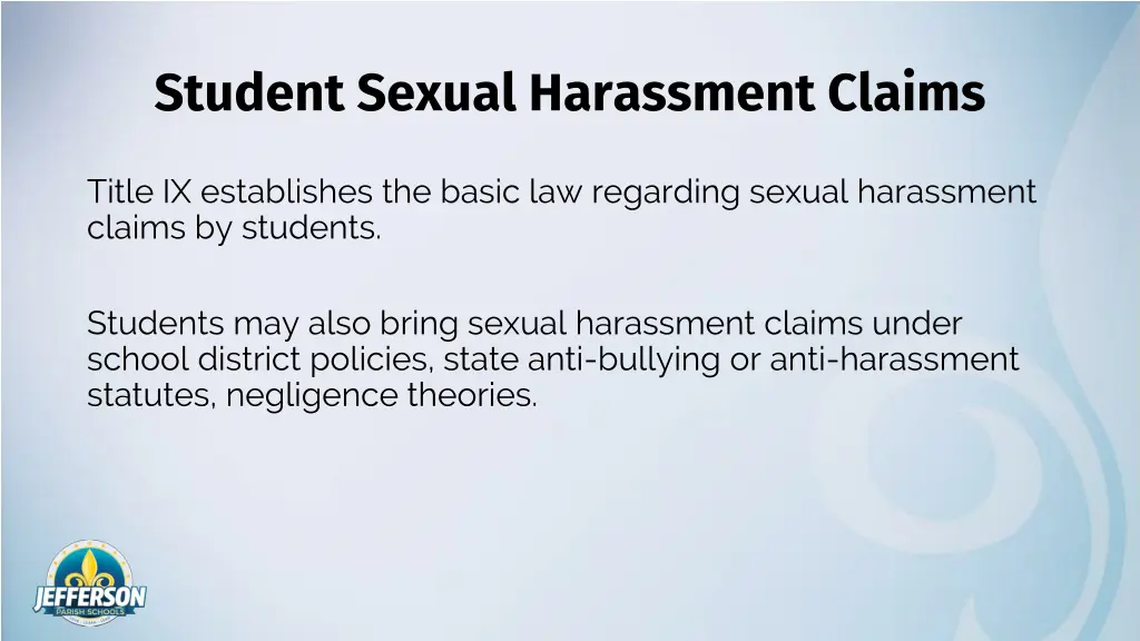 student sexual harassment claims