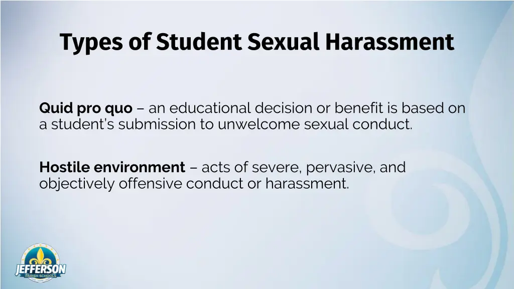 types of student sexual harassment