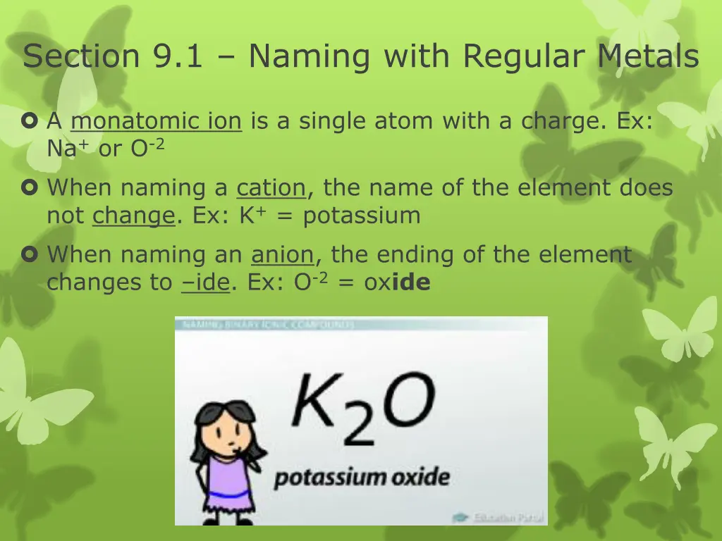 section 9 1 naming with regular metals