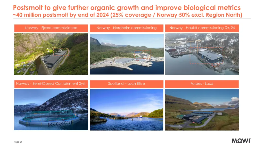 postsmolt to give further organic growth