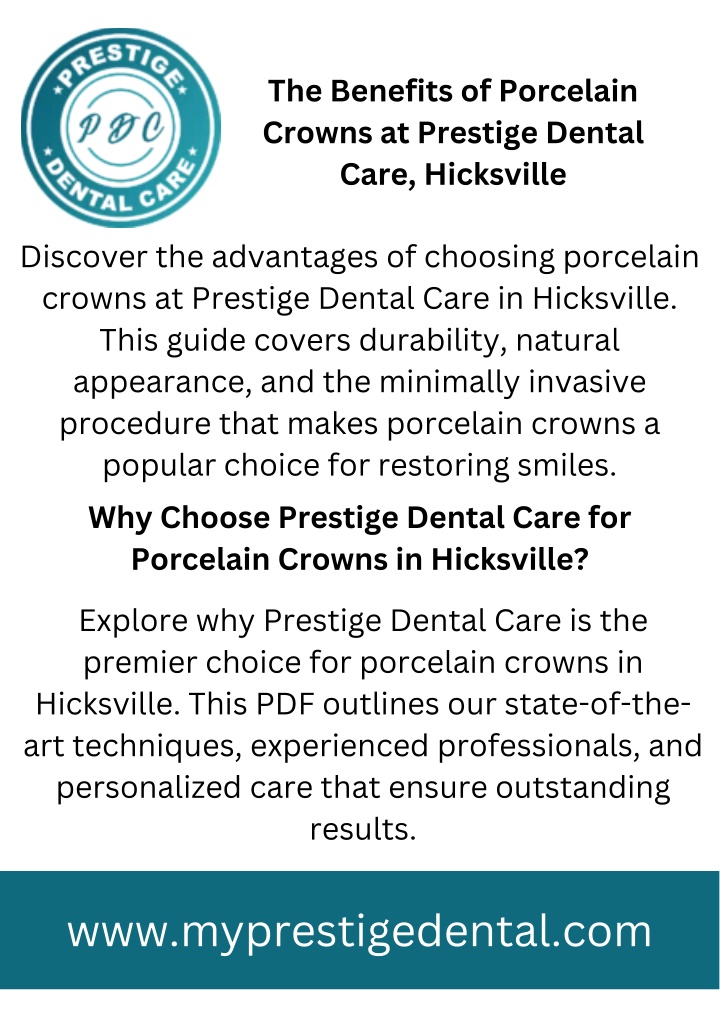 the benefits of porcelain crowns at prestige