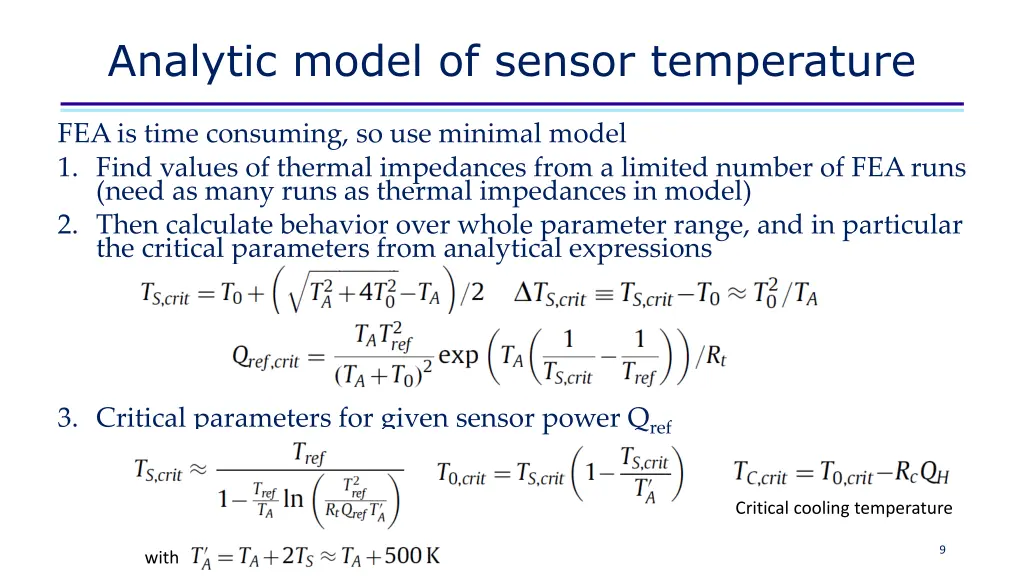 analytic model of sensor temperature