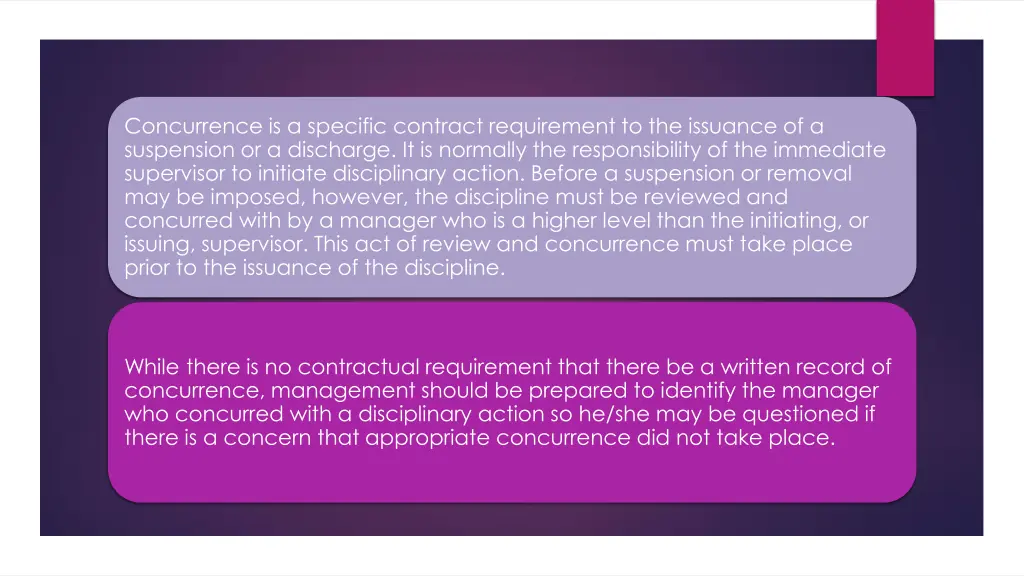 concurrence is a specific contract requirement