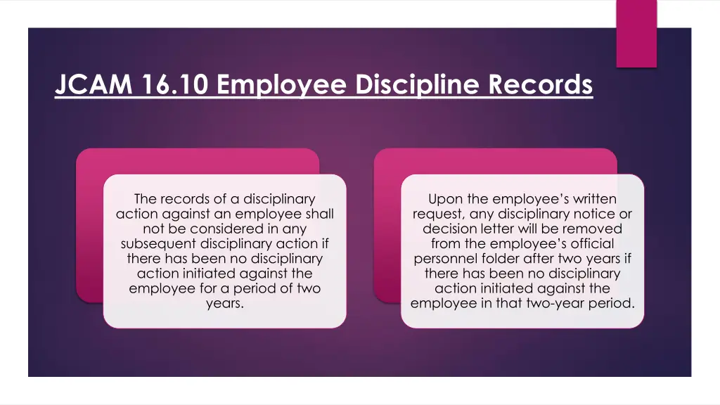 jcam 16 10 employee discipline records