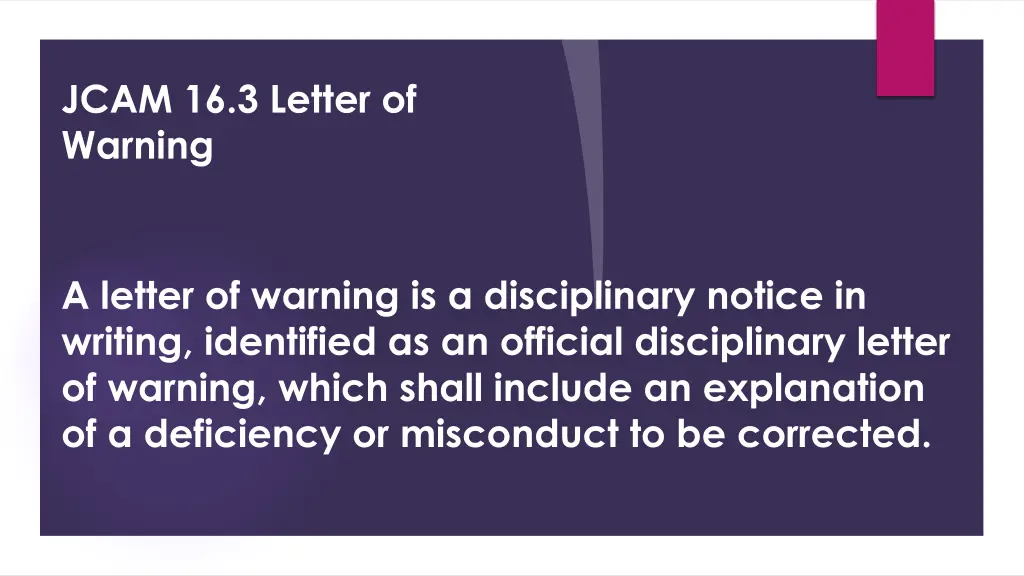 jcam 16 3 letter of warning