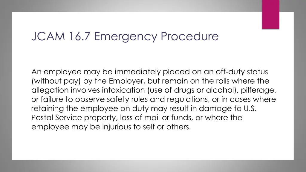 jcam 16 7 emergency procedure