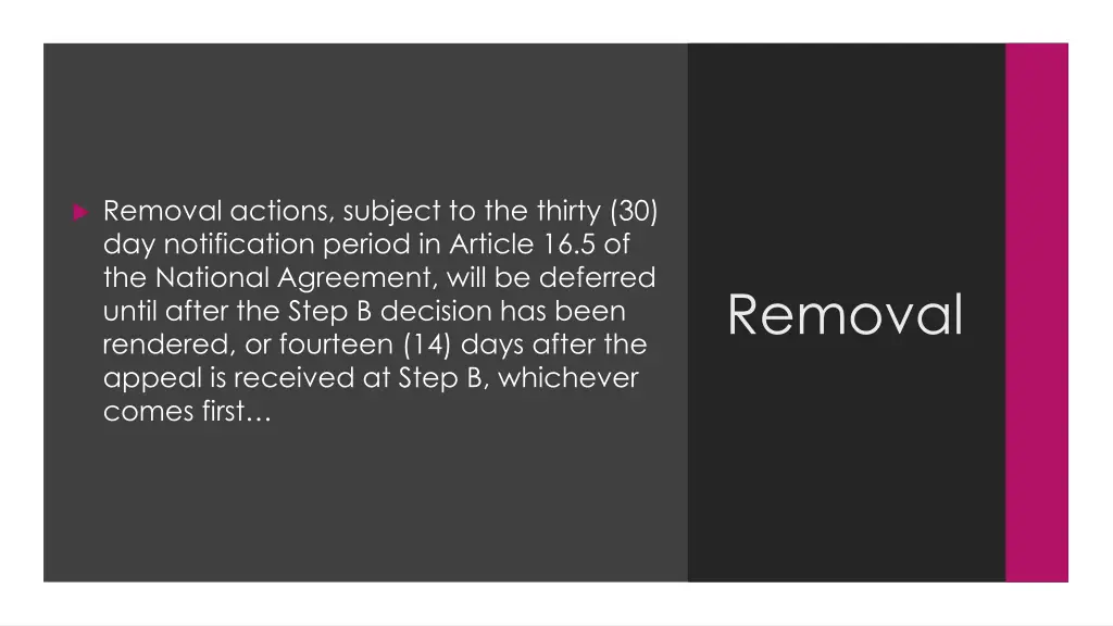 removal actions subject to the thirty