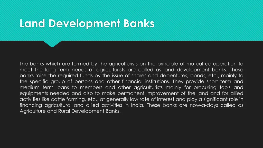 land development banks