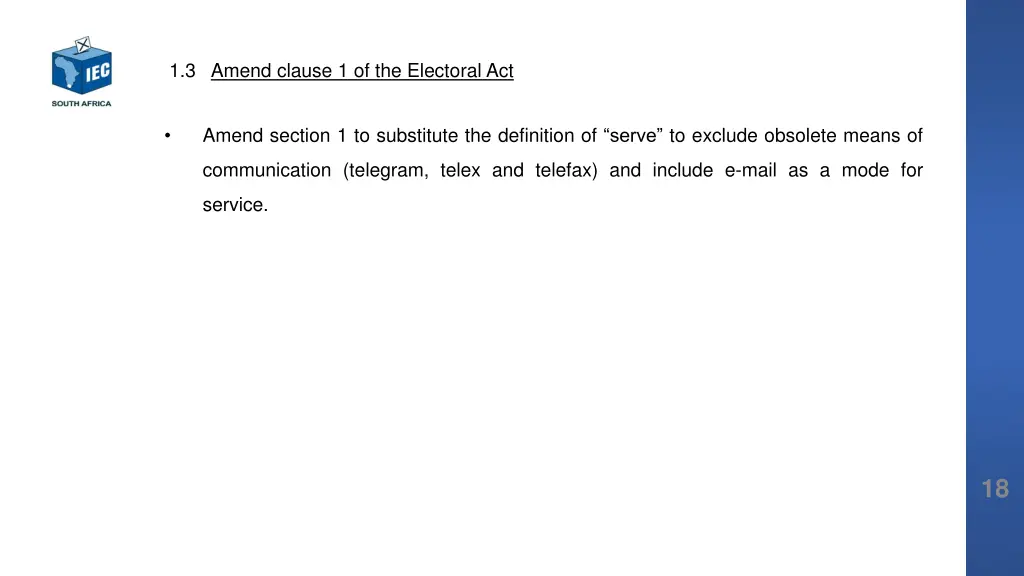 1 3 amend clause 1 of the electoral act