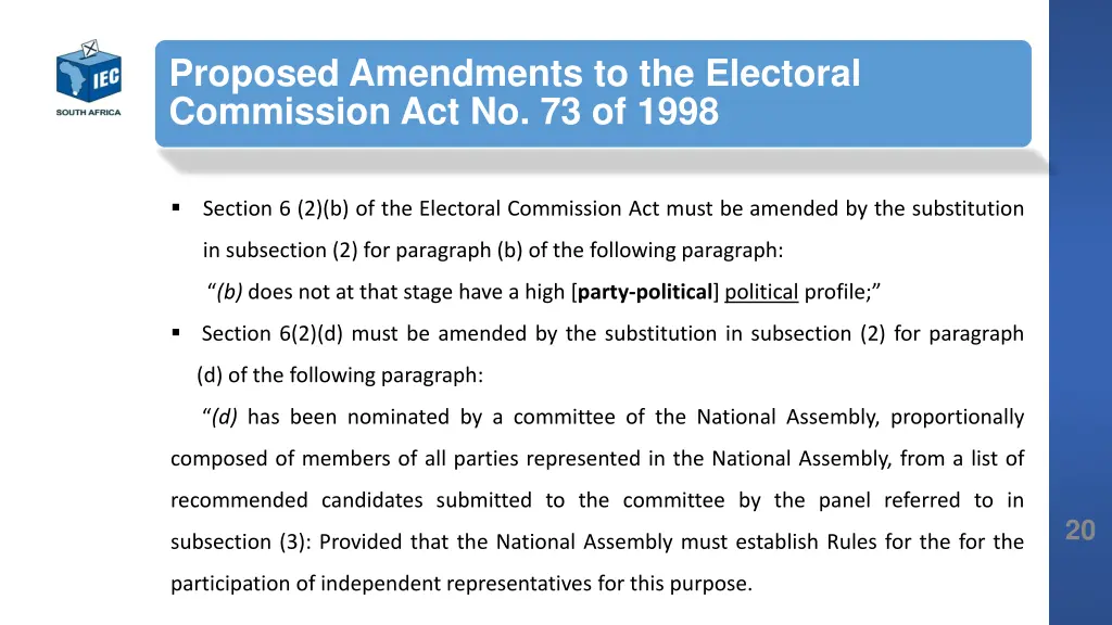 proposed amendments to the electoral commission 1