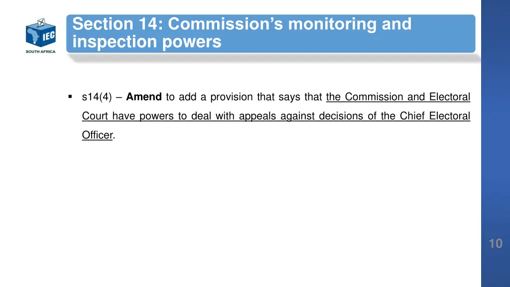 section 14 commission s monitoring and inspection