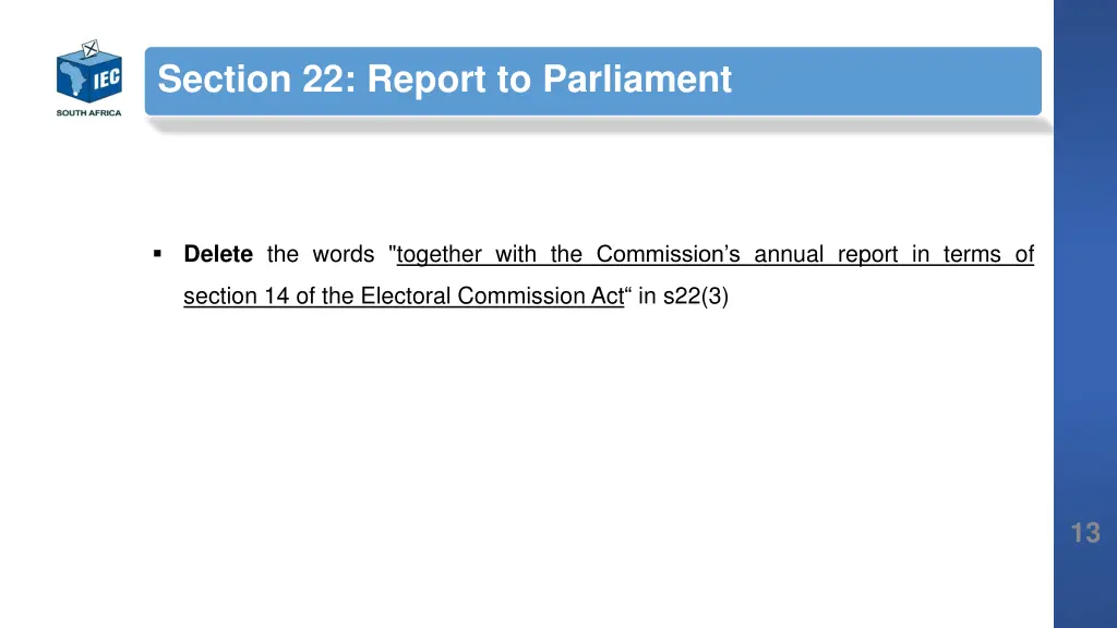 section 22 report to parliament