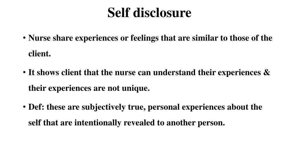 self disclosure