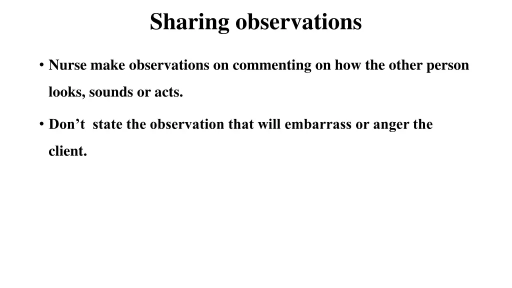 sharing observations