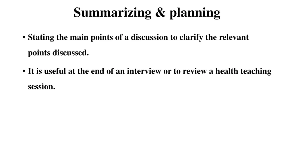 summarizing planning