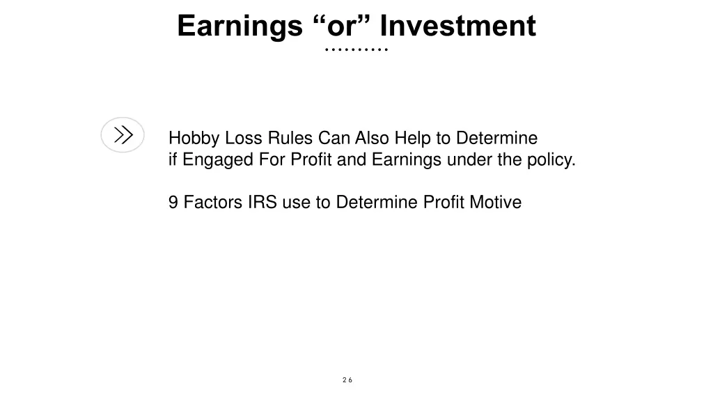 earnings or investment 2