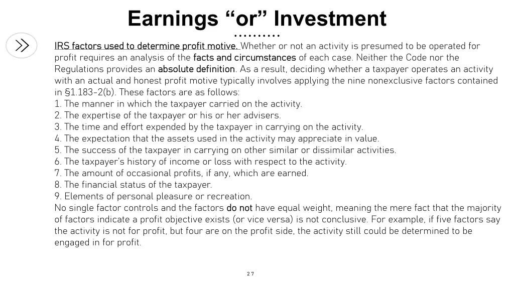 earnings or investment 3