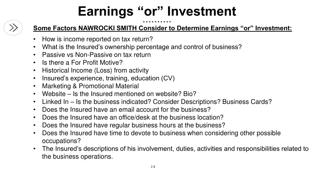 earnings or investment 4