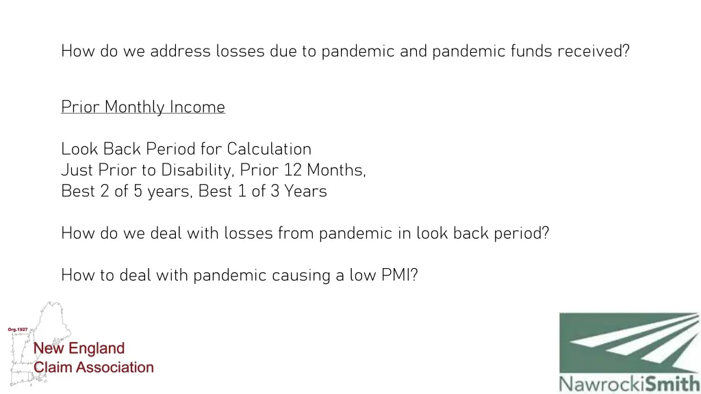 how do we address losses due to pandemic