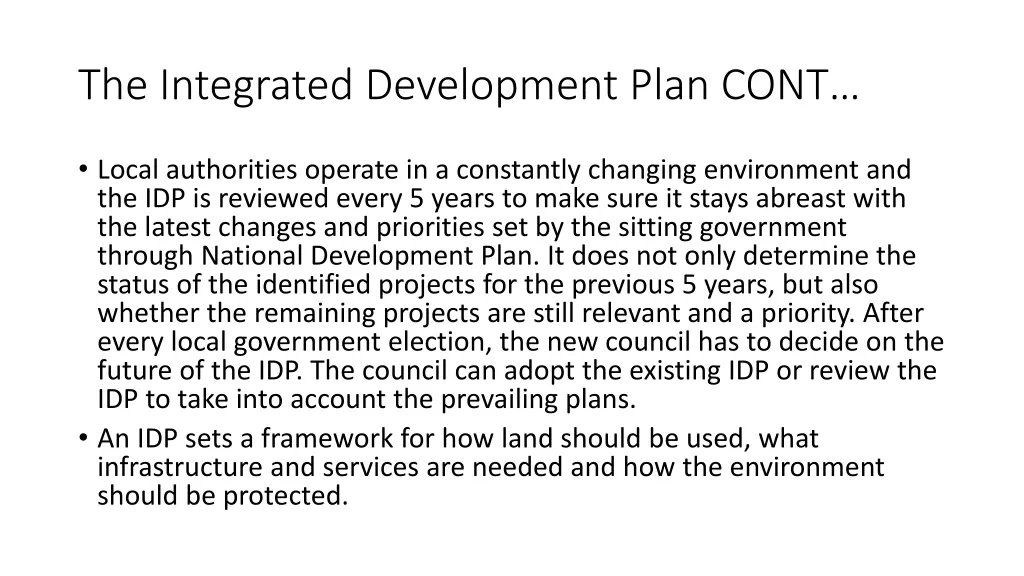 the integrated development plan cont 3